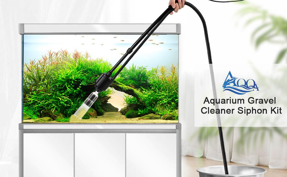 AQQA Aquarium Gravel Cleaner Siphon Kit,6 in 1 Electric Fish Tank