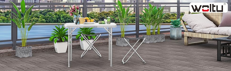 WOLTU Multifunctional Folding Camping Table. Garden Table. Balcony Table. Side Table For Garden. Terrace. Balcony Or Picnic In Aluminium And MDF. Cream 13 1