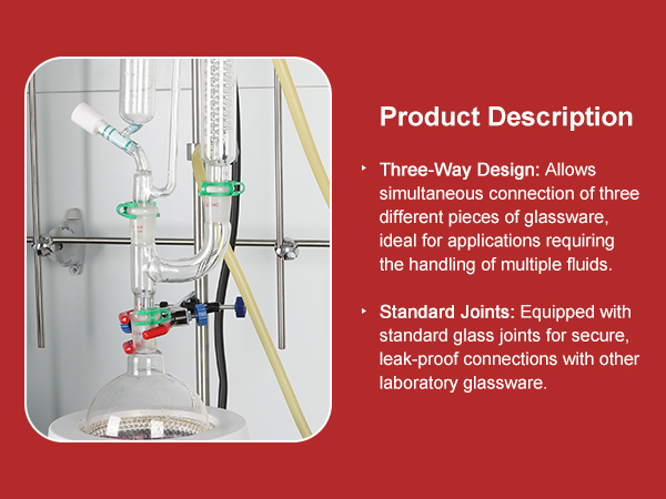 StonyLab 3 Way Claisen Distillation Adapter with 14/20