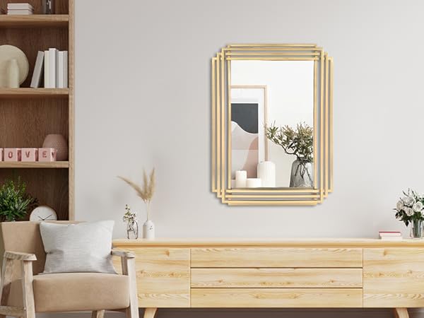 Amazon.com: DAOYIJIAJU Gold Rectangle Mirror, Vanity Mirror