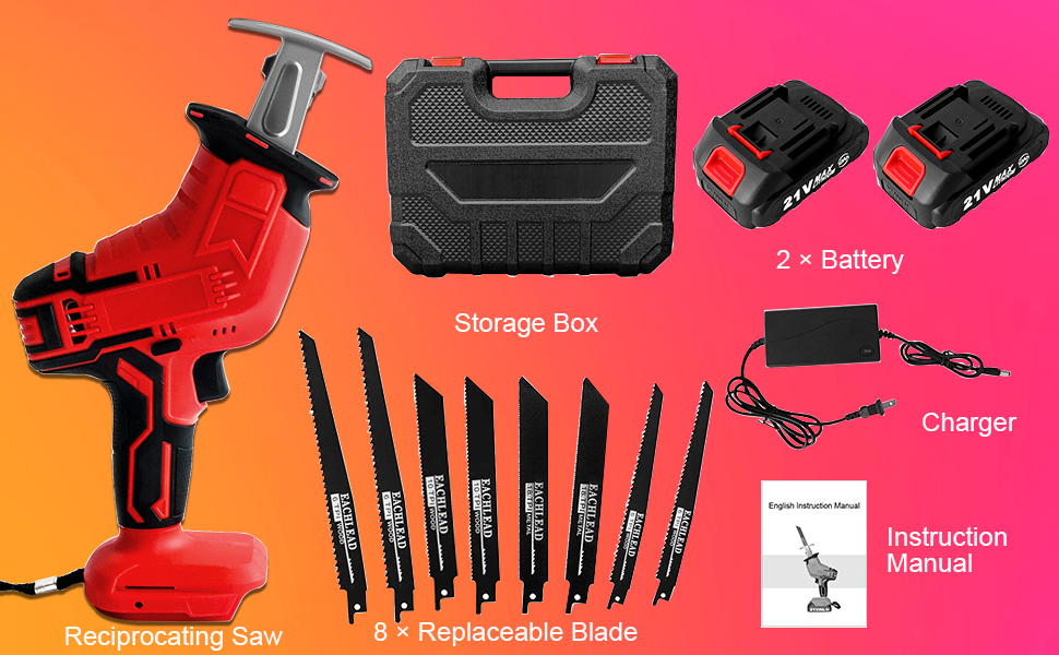 21V Cordless Reciprocating Saw 1.0Ah LiIon 2*Battery & Charger