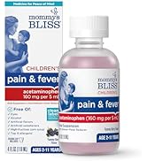 Mommy's Bliss Children's Pain and Fever Reducer, Kids Acetaminophen, Dye Free, Delicious Mixed Be...