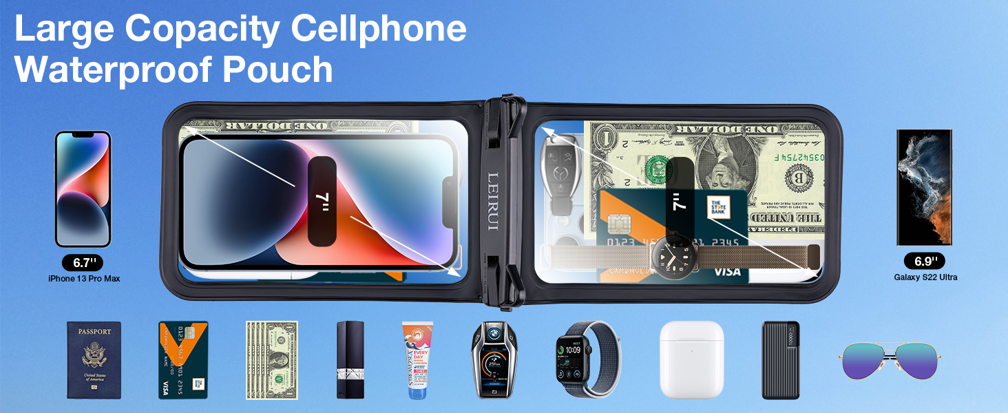 Waterproof Phone Pouch Floating, [Double Space] Waterproof