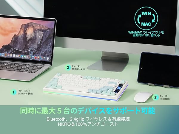 Amazon | YUNZII YZ75 75% ホットスワップ対応ワイヤレス