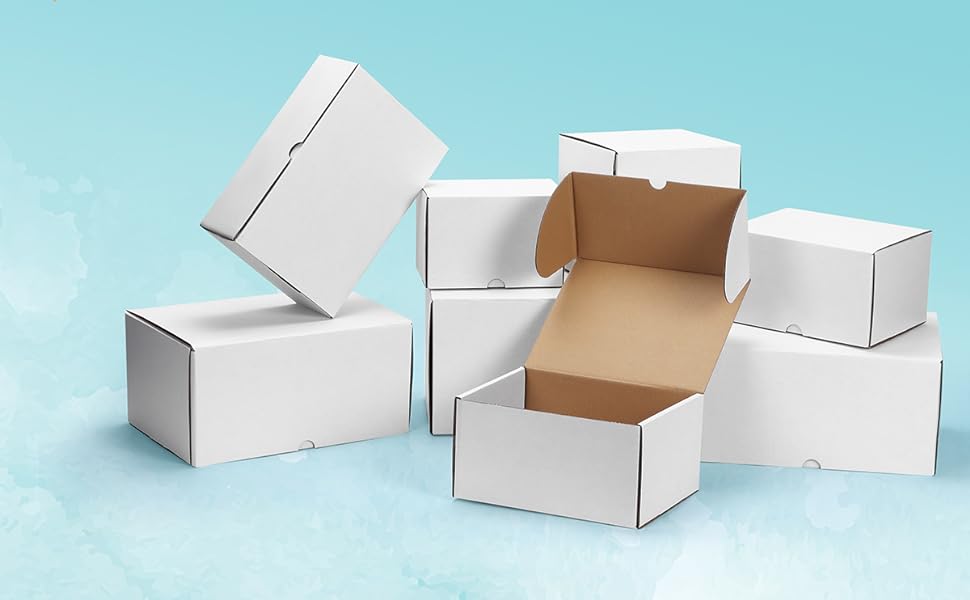 WIFTREY 6x4x4 Shipping Boxes 25 Pack for Small Business, White Small