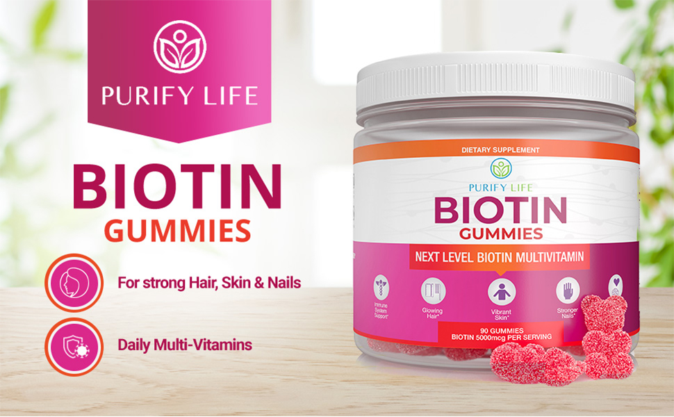 Anti Aging Biotin Gummies for Hair Growth, Skin, and Stronger Nails