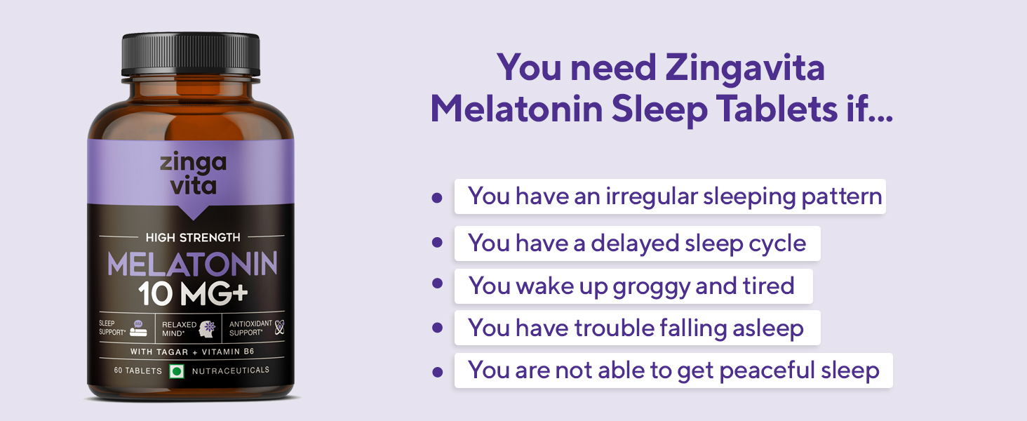 Zingavita Plant Based Melatonin 10mg Tablets (60 Count) With Tagar