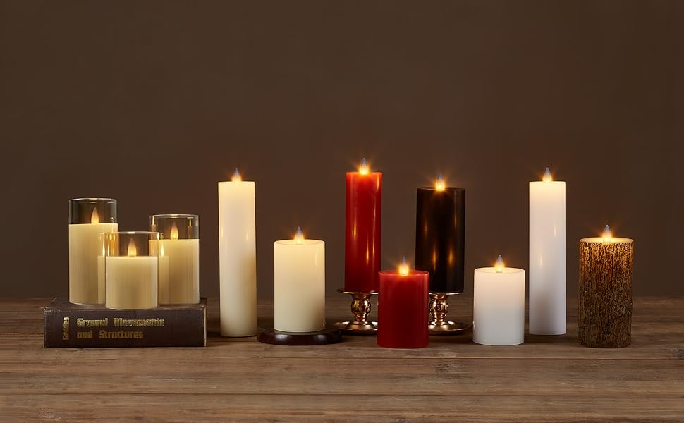 CozierGlow 4 Inches Wax Flameless Pillar Candles Flickering