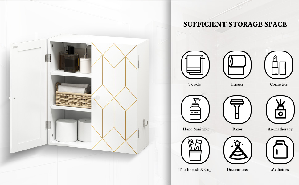 HOLTICO Bathroom Wall Black Bathroom Wall Mounted