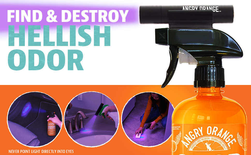 A Match made in heaven - shine the uv flashlight & spray Odor Eliminator to eliminate hellish odors