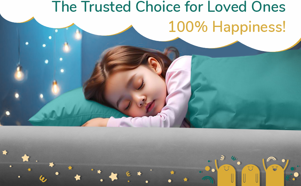 Inflatable Bed Rail for Toddlers 2 Pack - Portable Travel Bed Bumpers for Kids