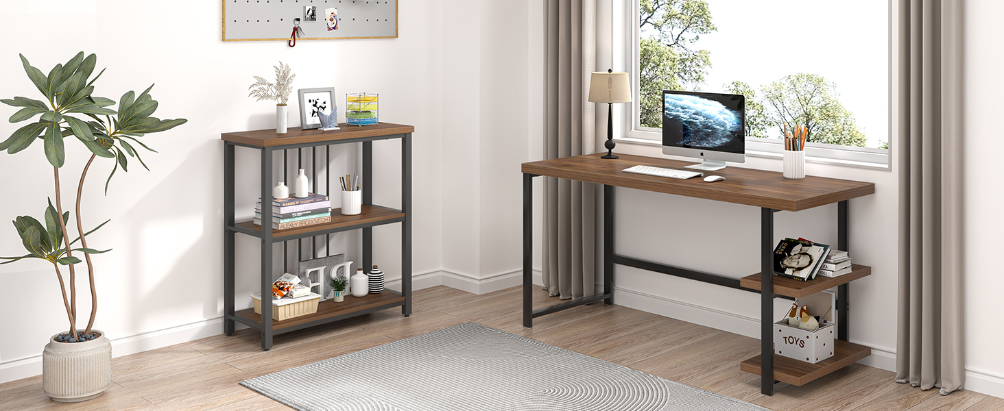 1-2 office desk shelf1.346 walnut 电脑端