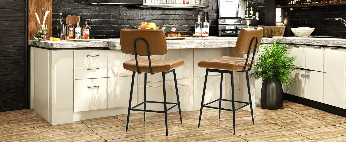 Bar Stools Set of 2, 26" Counter Height Bar Chairs with