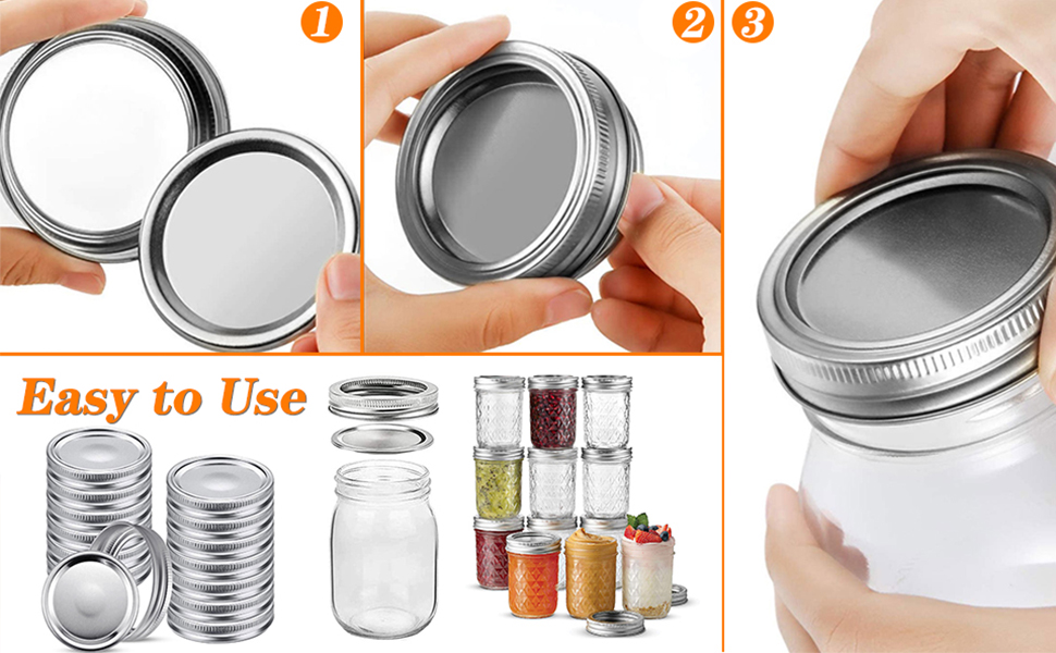 Mason Jar Lids, 60 Pcs Reusable Canning Lids and Bands, SplitType Leak