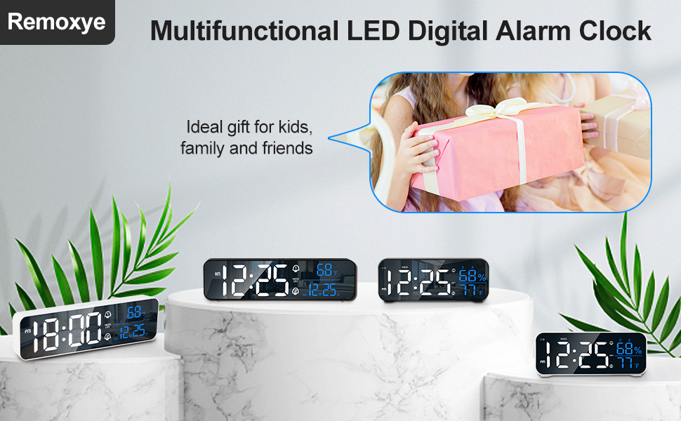 Digital Alarm Clock, Battery Powered LED Clock with USB