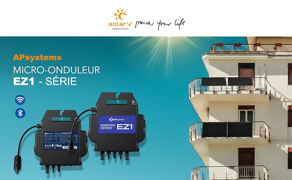 APsystems EZ1M Microonduleur 800 W avec WiFI et Bluetooth réduit à 600 W, certifié PV VDE