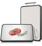 Double Sided 304 Stainless Steel & Wheat Straw Cutting Board, Large 16”×12” Non Toxic Chopping Bo...