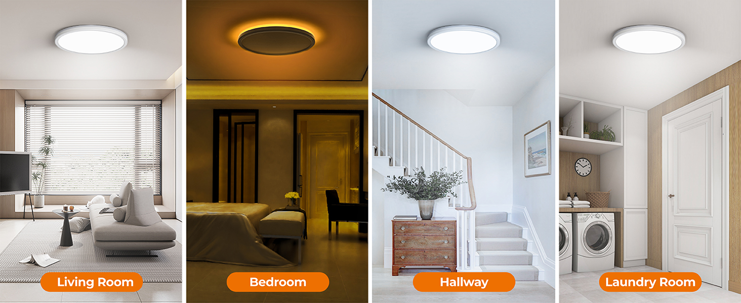 LED Ceiling Light Dimmable 24W, Ceiling Lamp with Remote Control Timeable, 2000K Night Light Warm, Panel 3000K-6500K for Bedroom Kid's room, Living Room, Bathroom, Kitchen Round White 11.8 Inch