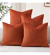 decorUhome Set of 4 Flannel Neutral Rust Autumn Throw Pillow Covers 18x18 Inch, Decorative Plush ...