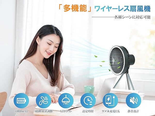 ✨新品未使用✨扇風機 キャンプ扇風機✨LEDライト付き✨吊り下げ 卓上 防災 楽天市場】キャンプ 扇風機 充電式 扇風機 6000mAh大容量 4段階