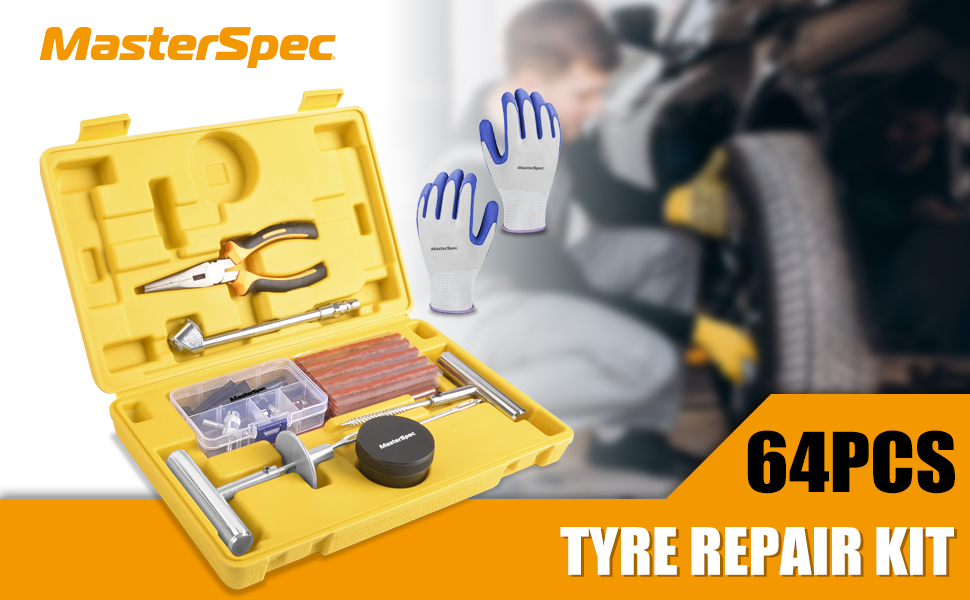 MasterSpec 64PCS Tyre Repair Kit Universal Flat Tyre Plug Tool Set