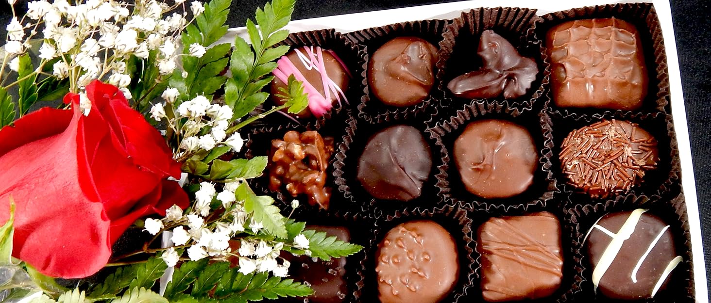valentines day rose and boxed chocolates