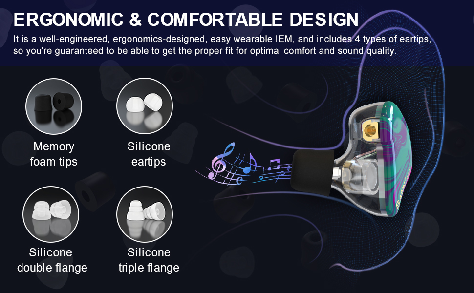 BASN MMCX Triple Driver inEar Monitors with Rich Bass, HiFi Stereo IEM