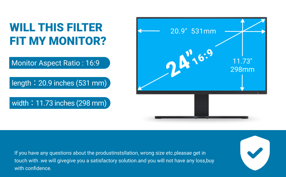 ZCAZY 24 Inch Monitor Privacy Screen Computer Screen