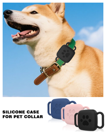 silicone tile tracker case dog collar storage bag holder cat collar with tracker tag holder