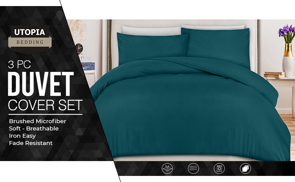 Utopia Bedding Duvet Cover Double Soft Microfibre Duvet Cover with