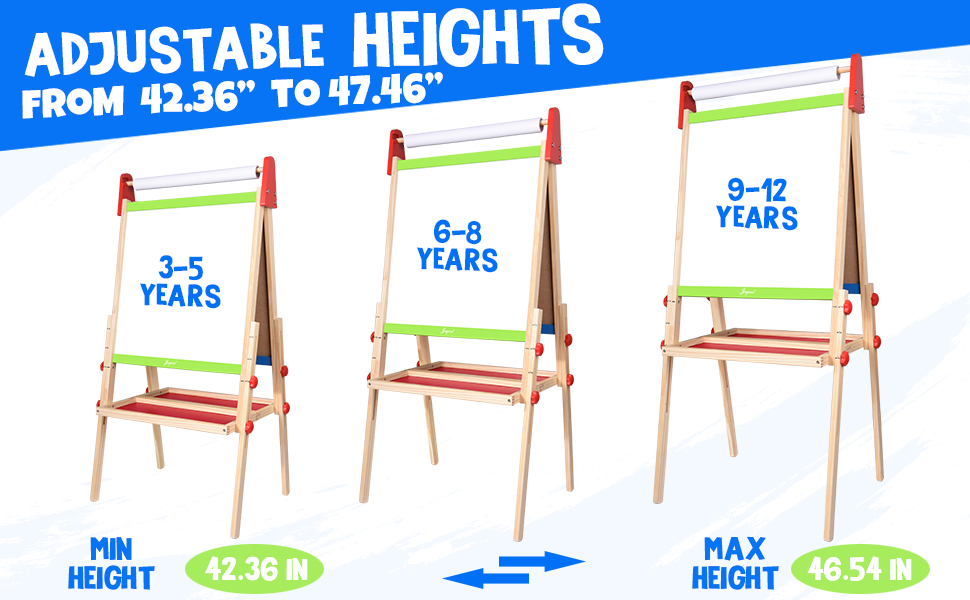 Joyooss Easel for Kids, Wooden Whiteboard & Chalkboard Easel, Foldable