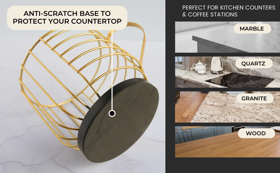 Anti Scratch base protects against scratching marble, quartz, granite and wood surfaces