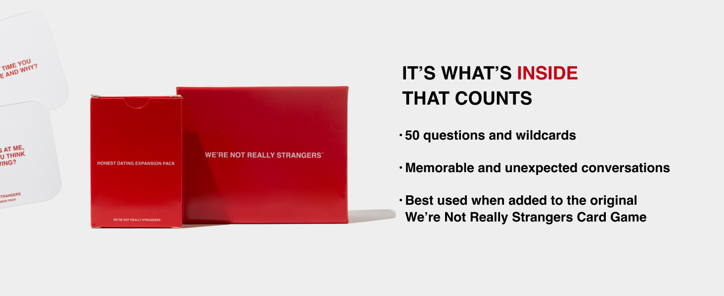 Explore compatibility with 50-card Honest Dating Expansion Pack, ages 18+.