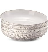 DOWAN Pasta Bowls Set of 4, 1660ml Large Salad Bowl, Φ25.2cm Wide and Shallow, Deep Soup Plates f...