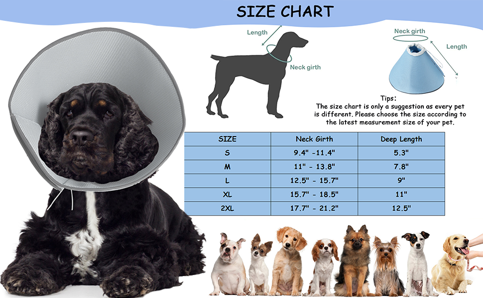 Dog Cone Collar for Large Dogs, Adjustable Soft Pet Cone