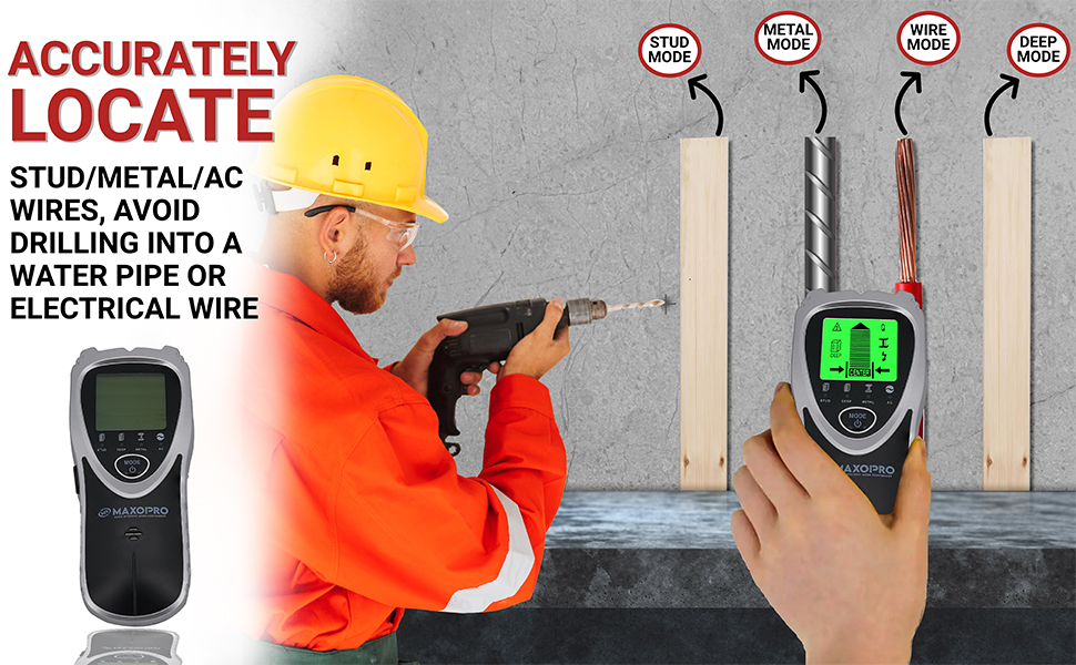 その他 AtmophWindowYo+AtmophScope+WoodSpeakerBo MaxoPro 5 in 1 Accurate Stud Finder Wall Scanner with Pouch