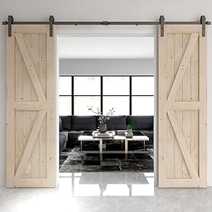 Sliding barn door hardware kit for DOUBLE door