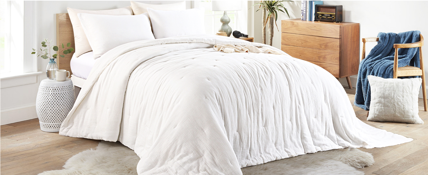 HOMBYS 100% Cotton Muslin Oversized King Comforter for Summer Use, Lightweight and Breathable Down Alternative Soft G 201d901c Caa1 45a1 81a4 826016f5ba85. CR0,0,1464,600 PT0 SX1464 V1