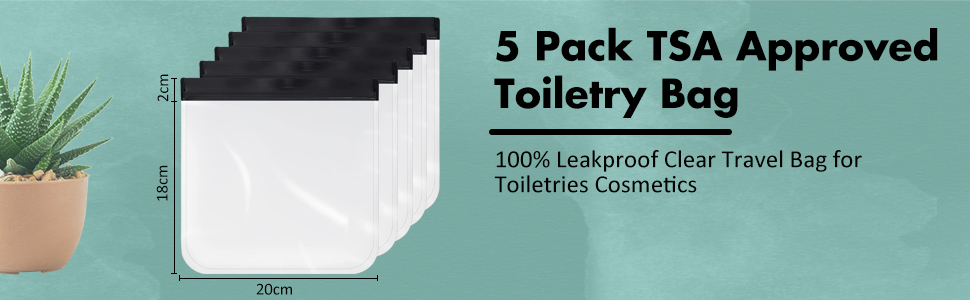 5pcs Clear Travel Toiletries Bag