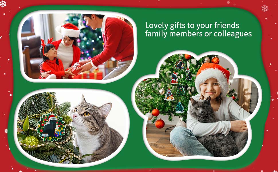 6pcs Cat Christmas Ornaments, Joyoldelf Black Cat Ornament, Cat