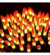 Brizled Candy Corn Halloween Lights, 100 Count Orange & Yellow Halloween Lights Connectable, UL C...