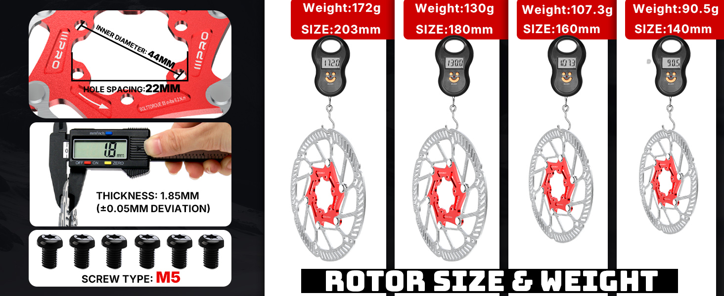 ROTOR  SIZE and WEIGHT