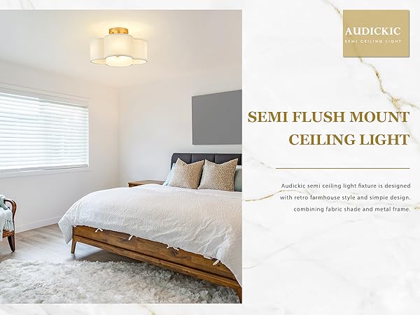Audickic Gold Semi Flush Mount Ceiling Lights, 14