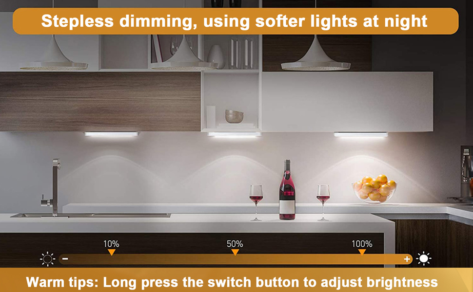 AUTENS 3 Pack Motion Sensor Under Lights,USB Rechargeable 44LED