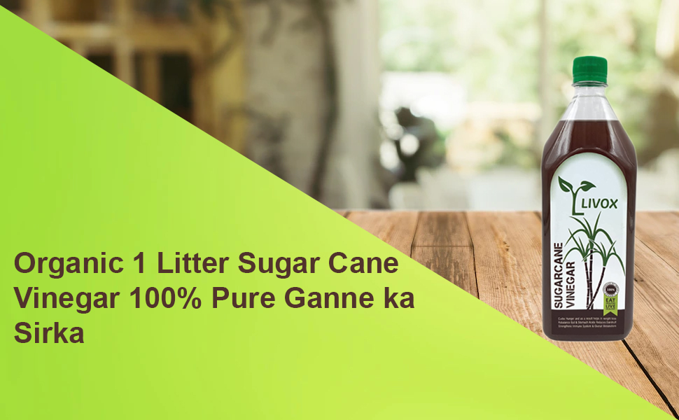 LIVOX® Organic 1 Litter Sugar Cane Vinegar 100 Pure Ganne ka Sirka