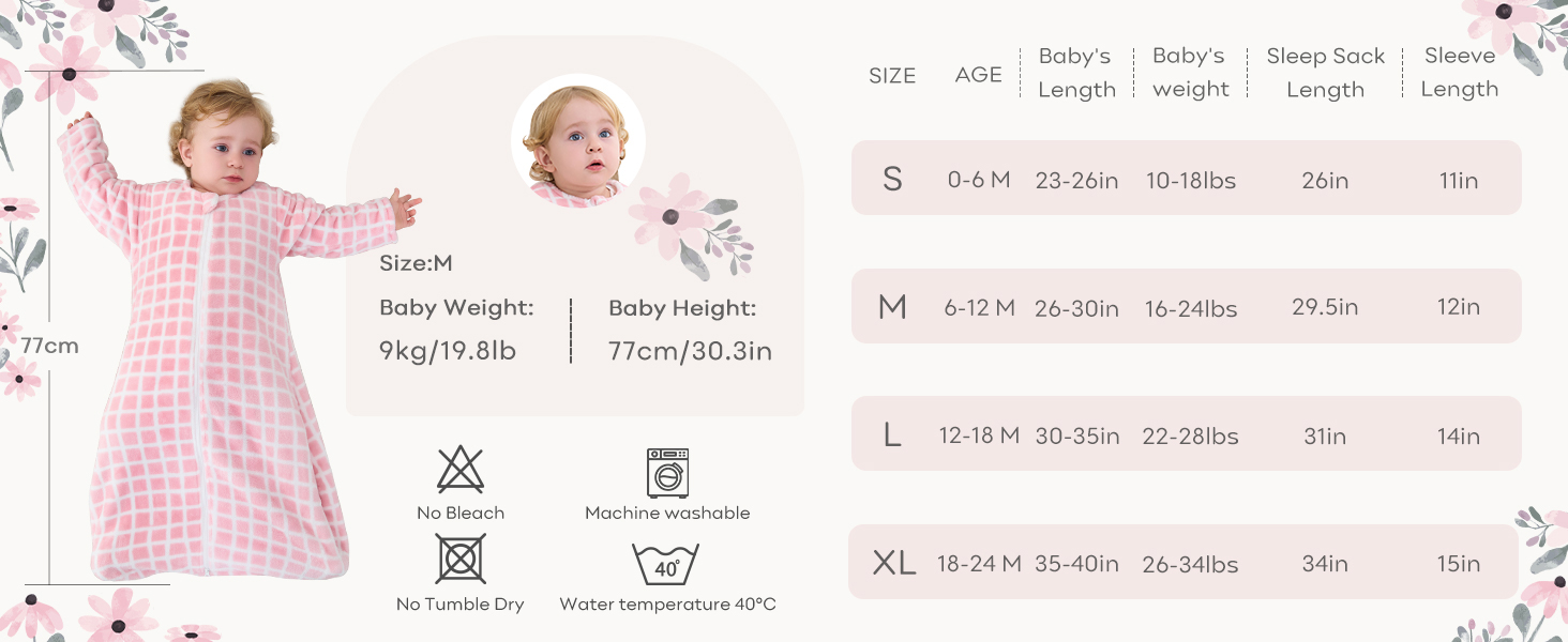 Yoofoss Long Sleeve Fleece Baby Sleep Sack 612 Months, 2