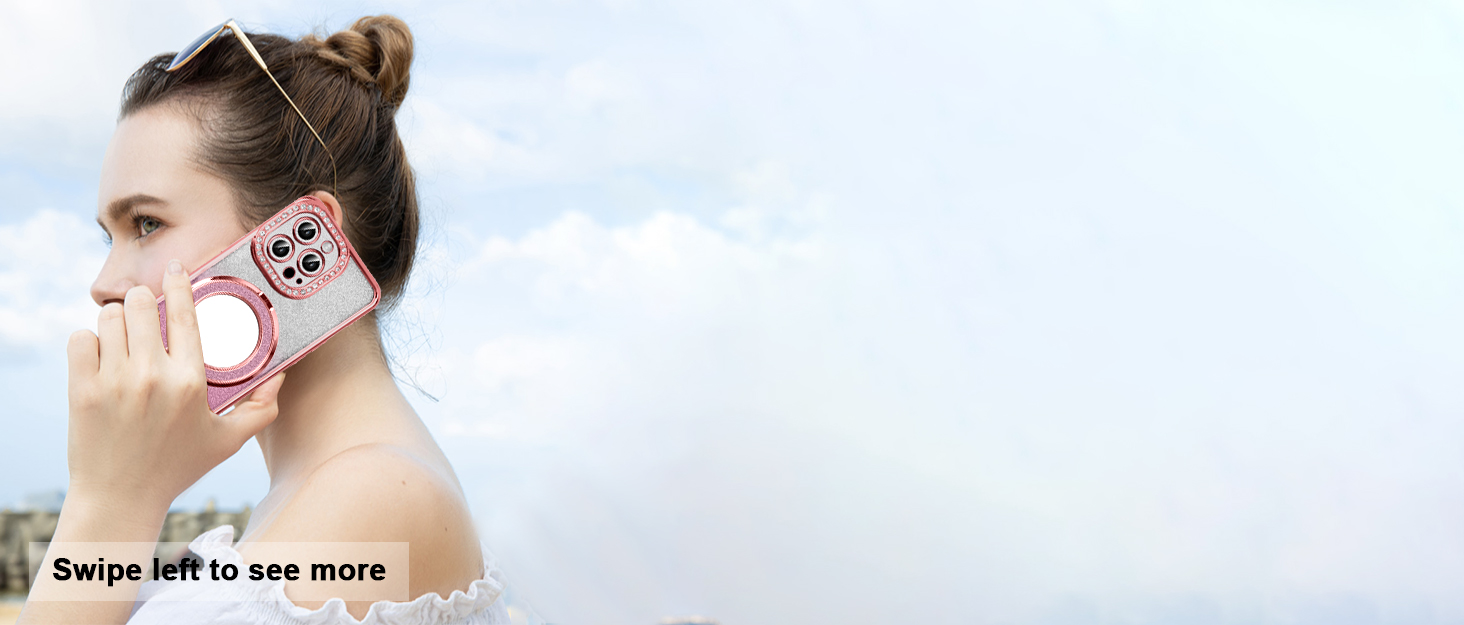 Galful Mobile Phone Case for iPhone 15 Pro Max, Glitter Case