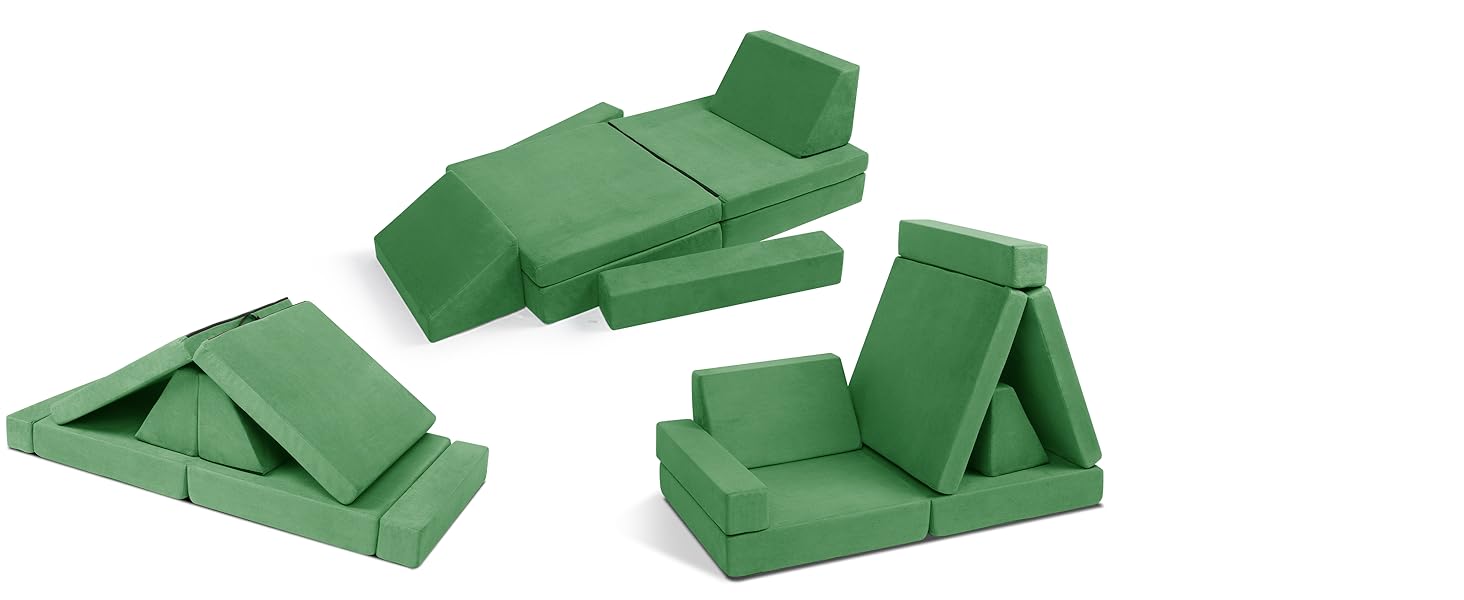 Xilingol Kids Play Couch, 8Pcs Convertible Sofa for Creativity & Imagination，Child