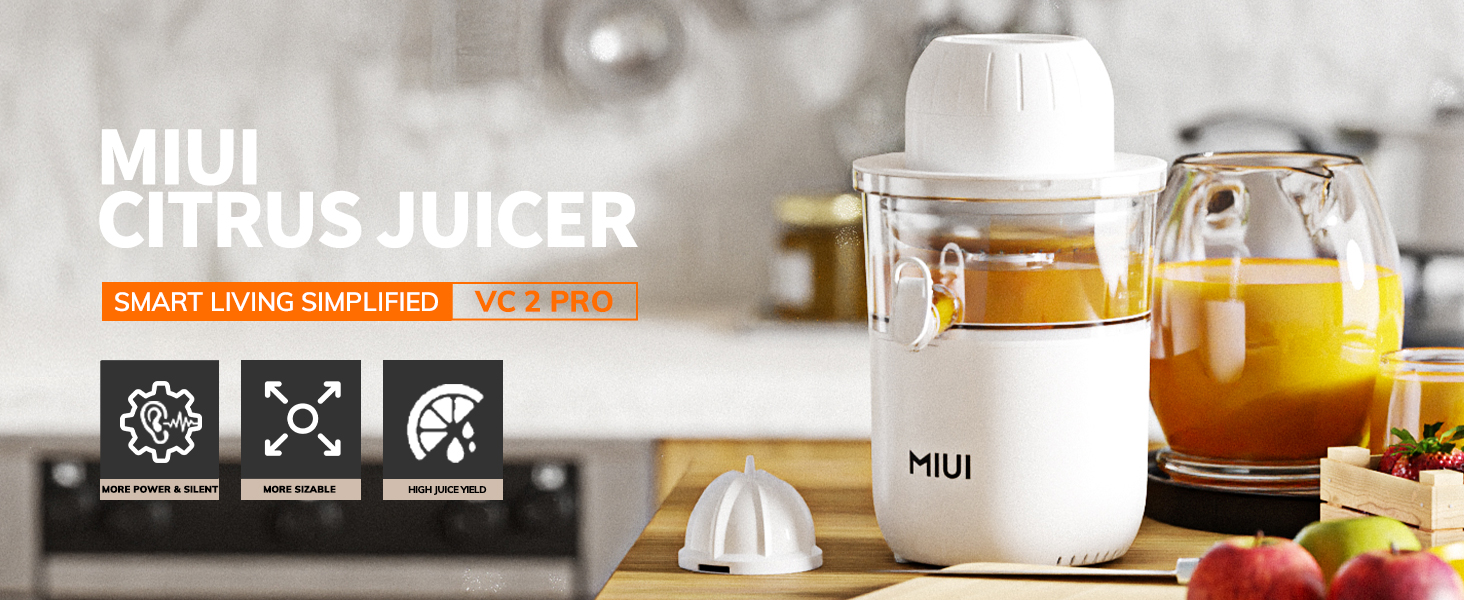 MIUI 850W Electric Citrus Juicer Ultra Quiet, with Antidrip Spout