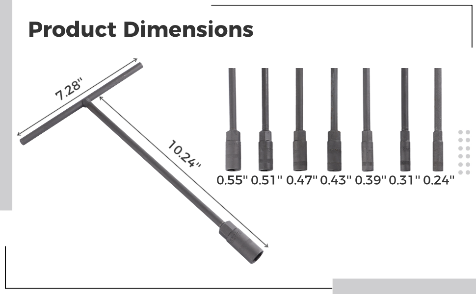 yeesport Metric Socket Wrench Set, 7 Pcs T Handle Metric Hex Socket Wrenches 6/8/10